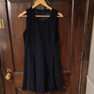 Cynthia Rowley Black Leather Lattice Mini Dress size Large